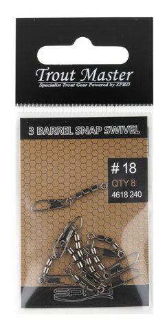 Trout Master 3-Jointed Rolling Swivel + Snap Maat 20