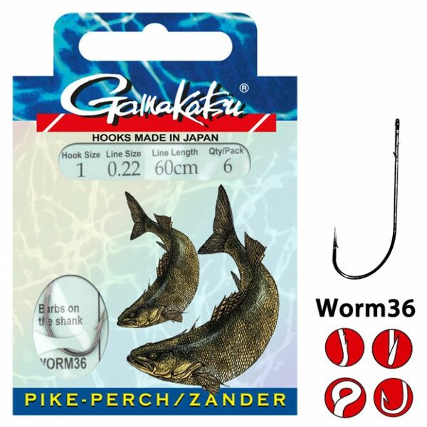 GAMAKATSU PREDA BOOKLET ZANDER WORM36 #2-0.22MM 60CM