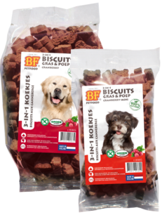 BF Petfood 3 in 1 Koekjes Cranberry 200 gram (mini) BF Petfood 3 in 1 Koekjes Cranberry 200 gram (mini)