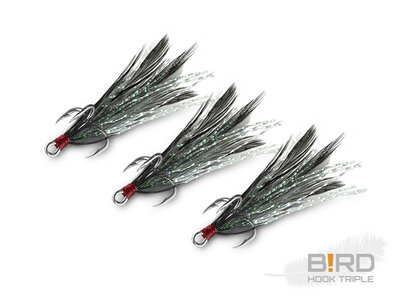 Delphin B!RD Hook TRIPLE / 3pcs black feathers NR8 Delphin B!RD Hook TRIPLE / 3pcs black feathers NR8