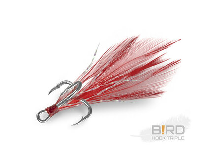 Delphin B!RD Hook TRIPLE / 3pcs red feathers NR8 Delphin B!RD Hook TRIPLE / 3pcs red feathers NR8