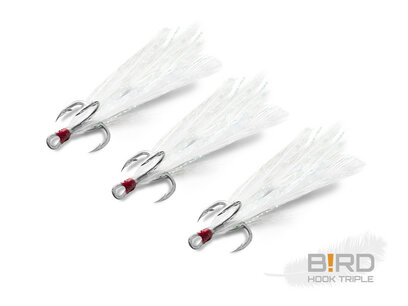 Delphin B!RD Hook TRIPLE / 3pcs white feathers NR6 Delphin B!RD Hook TRIPLE / 3pcs white feathers NR6