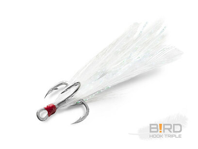 Delphin B!RD Hook TRIPLE / 3pcs white feathers NR8 Delphin B!RD Hook TRIPLE / 3pcs white feathers NR8