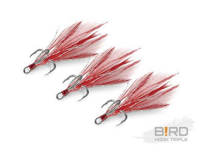 Delphin   B!RD Hook TRIPLE / 3pcs red feathers   NR4